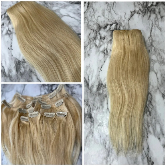 Other - 14 Inch Clip In Straight 614 light Blonde 100% Human hair